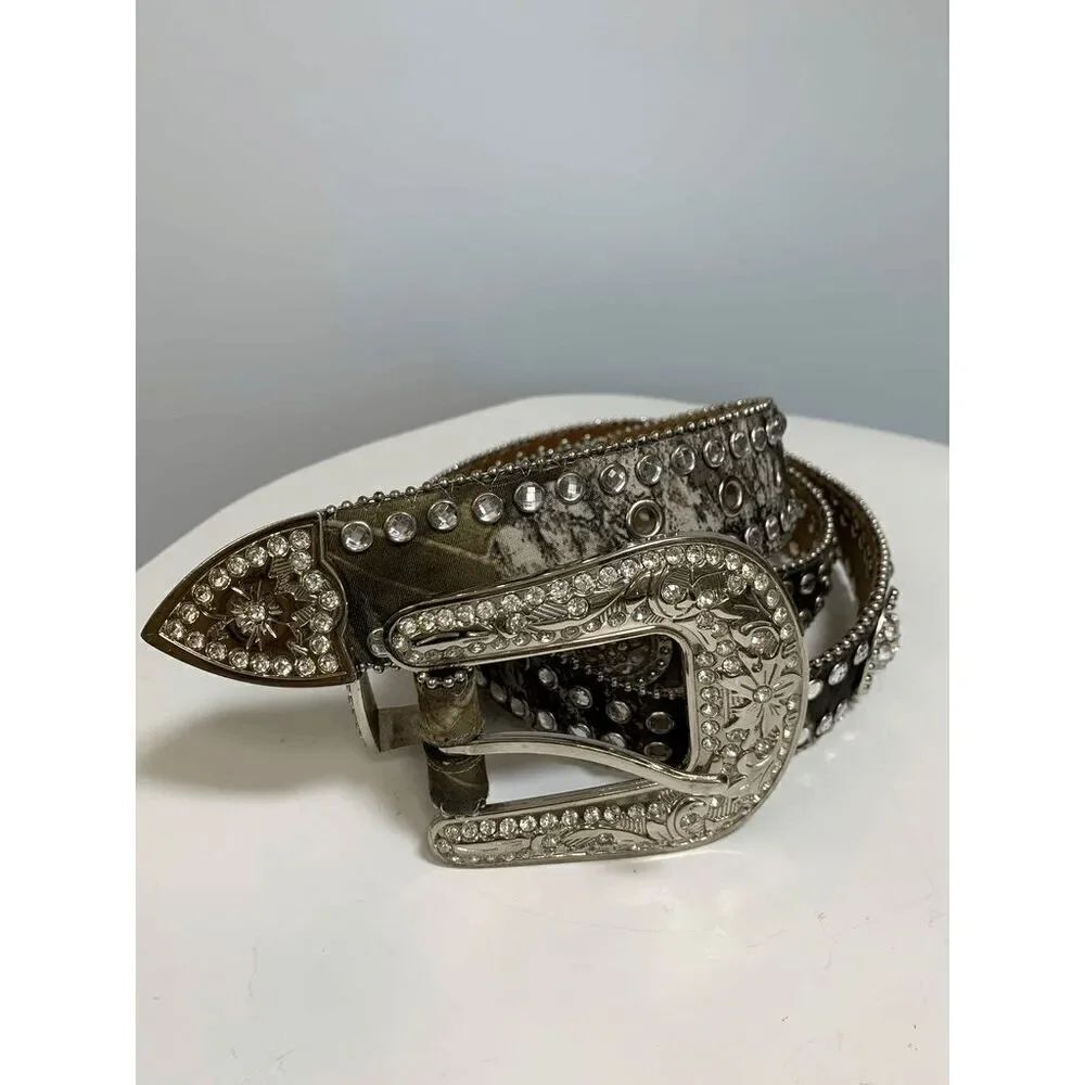 Blazin Roxx Green Camo Jeweled Western Belt